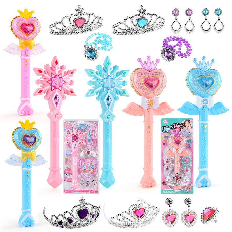Magic Wand Girl Princess Flash Wand Glowing Sound Effect Fantasy Fairy Stick Cartoon Flash Wand Children's Toys Birthday Gift