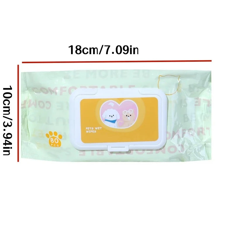 3 Packs, 80 Pet Wipes Per Pack, Pet Wipes for Cats and Dogs, Specially Designed for Wiping Tear Stains and Cleaning Body Parts, No-Rinse Deodorizing Cleaning Wet Wipes