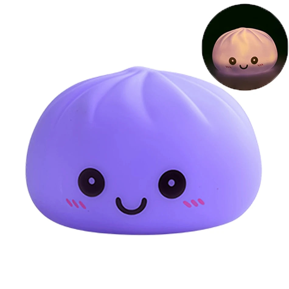 Simulation Dumplin Toy Night Light Soft Dumplings Soft Cute Steamer Birthday Gift Prank Props Colorful Dumping Toy Squishy Gifts