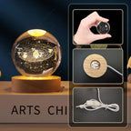 Unique 3D Crystal Ball Night Light Led Lamp Bedside Table Glowing Galaxy Lamp Saturn Planets Moon Birthday Gift Toy 5cm