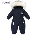 Ircomll Kids Boy Girl Winter Snowsuit Plus Velvet Toddler Jacket Clothes For Boy Infant Jumpsuit Hoodied Overalls 2-6Y Outwear