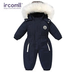 Ircomll Kids Boy Girl Winter Snowsuit Plus Velvet Toddler Jacket Clothes For Boy Infant Jumpsuit Hoodied Overalls 2-6Y Outwear
