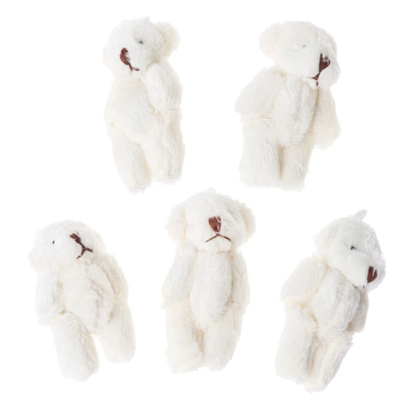 5PCS Plush Stuffed Bear Ornament Lovely Plush for Key Chain Bag Decor Handbag Accessories for Key Ring Girl Gift Women F