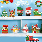 Christmas Building Block Series Gifts Micro Bricks Santa Claus Reindeer Assembling Bricks Table Decoration Toys Children Kids