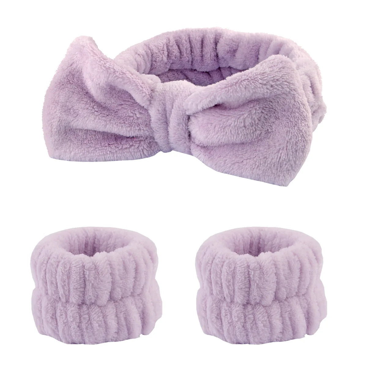Coral Fleece Face Wash Headband & Absorbent Wristband Set