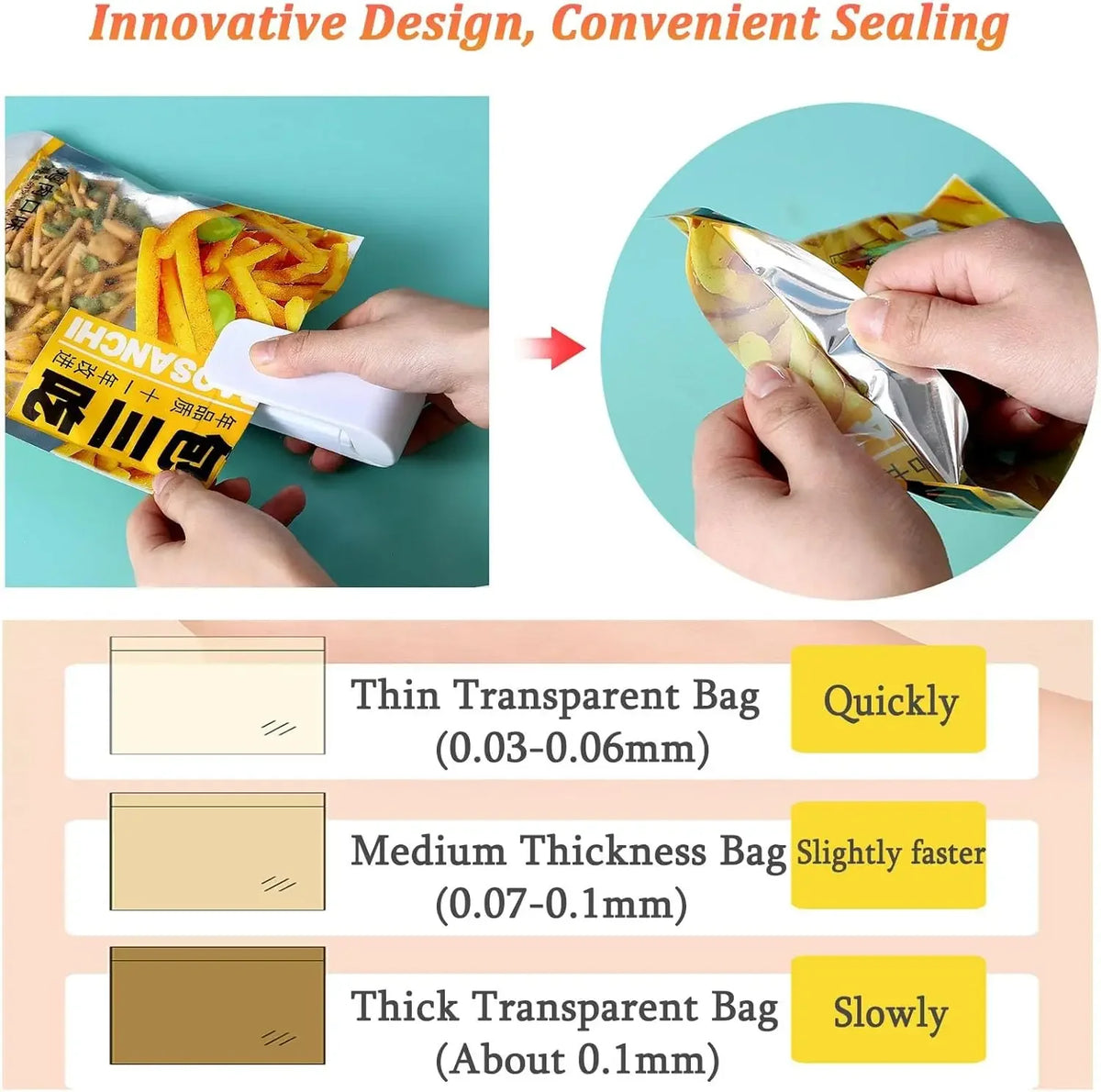 Portable Handheld Bag Sealer – Mini Heat Sealer for Plastic Snack Bags