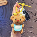 Crochet Bear Backpack Keychain Cartoon Bear Bag Charm