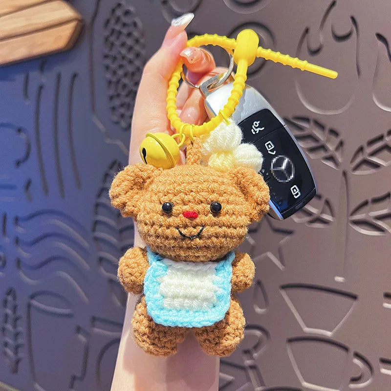 Crochet Bear Backpack Keychain Cartoon Bear Bag Charm