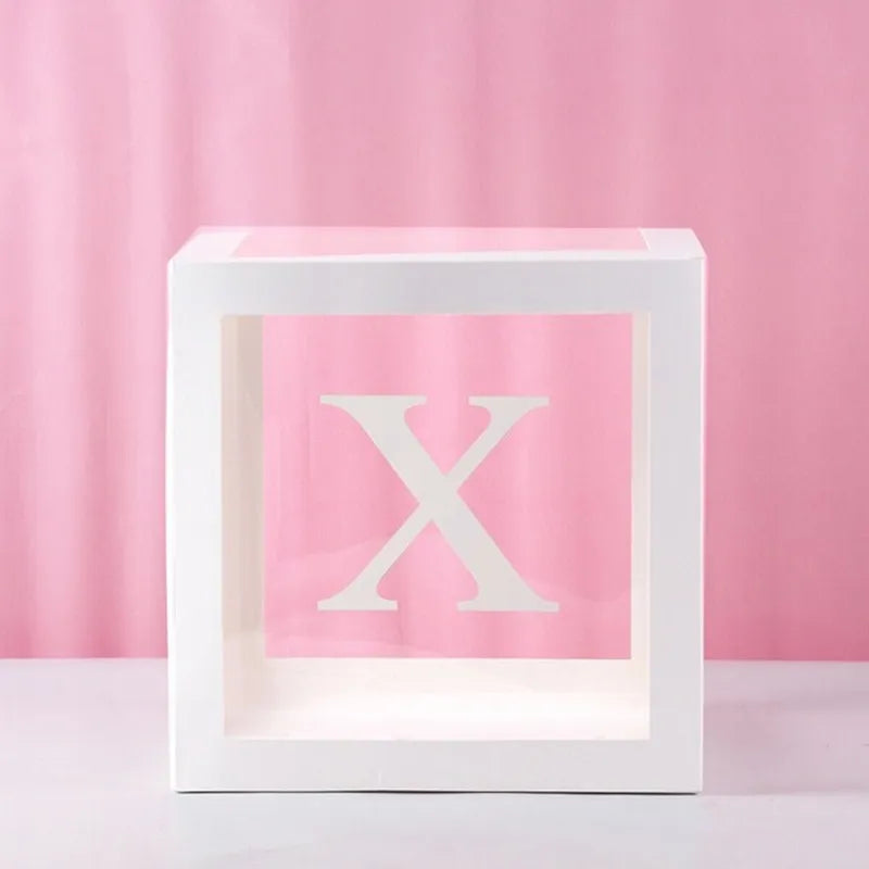 Transparent Letter Balloon Box Baby Shower Decorations Happy Birthday Wedding Decor 1st Birthday Party Supplies Balloon Box