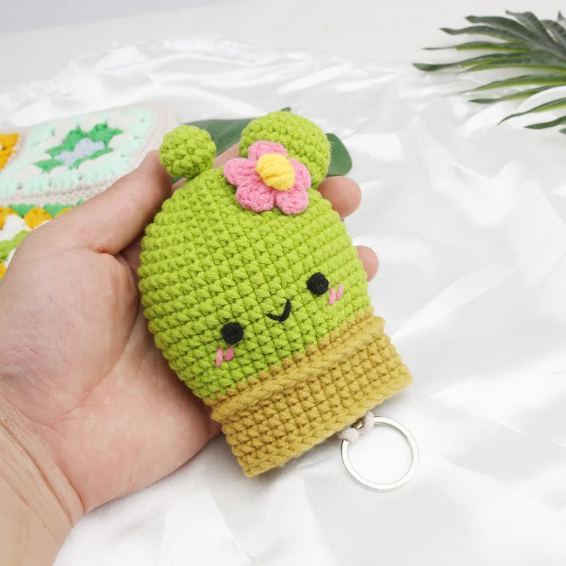 Cute Crochet Cactus Keychain Decorative Bag Charm