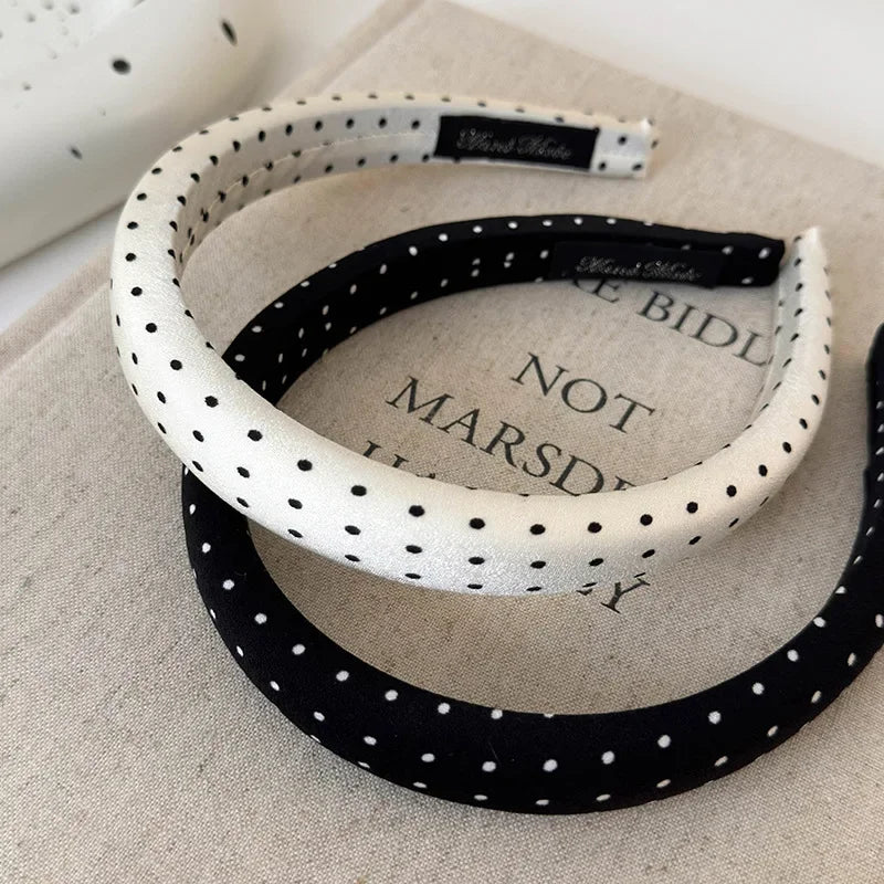 Retro Satin Polka Dot Sponge Headband for Women