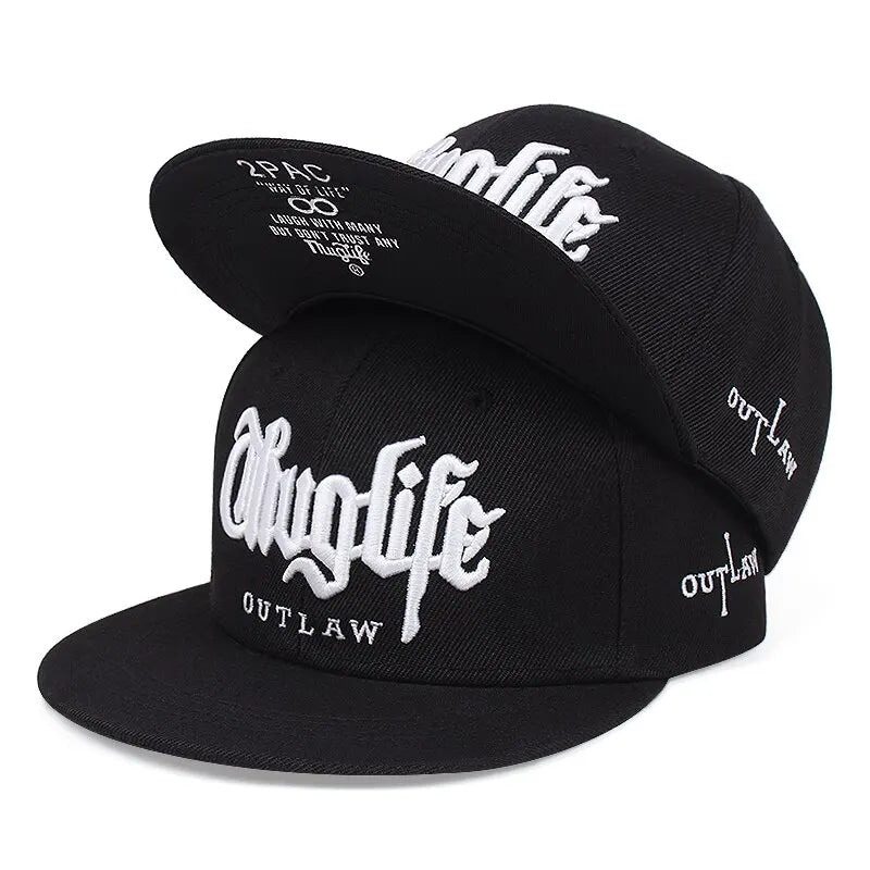 Thug Life Embroidery Snapback Baseball Cap for Streetwear Style