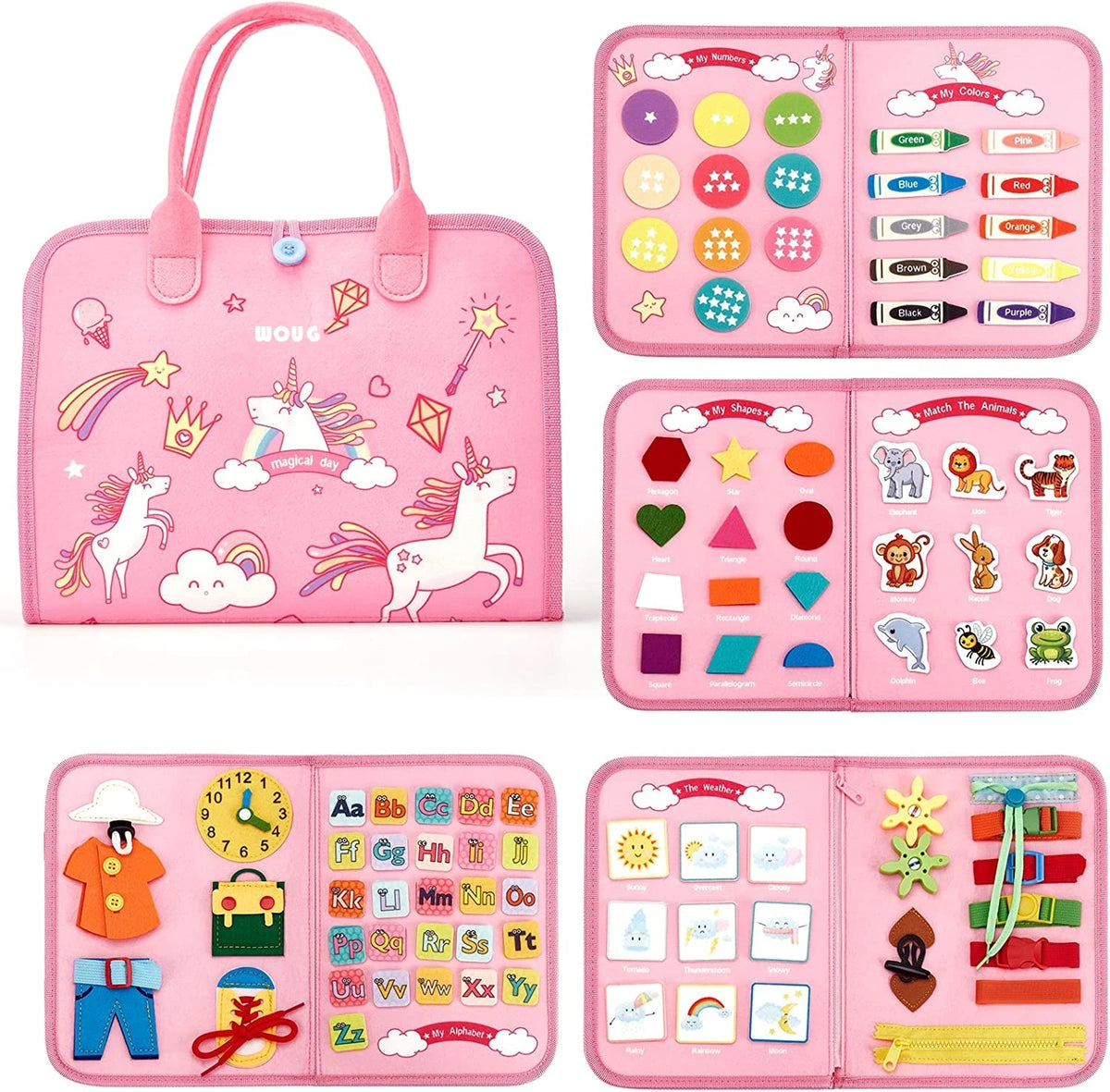 Montessori Toddler Busy Board Activity Book for Fine Motor Skills Learning