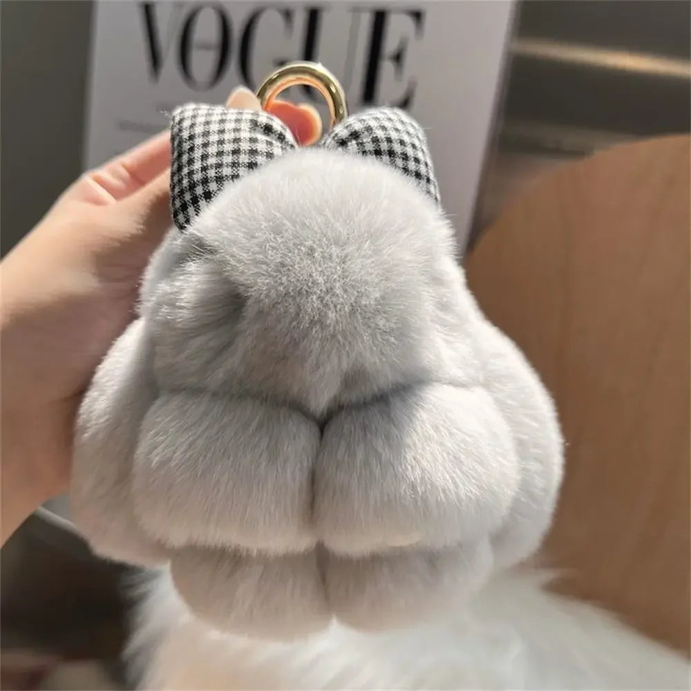 Cute Rabbit Bow Plush Keychain Bag Charm Gift for Girls and Women