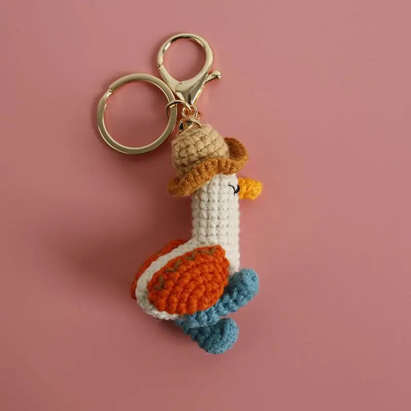 Cute Crochet Parrot Keychain Handmade Bird Bag Charm