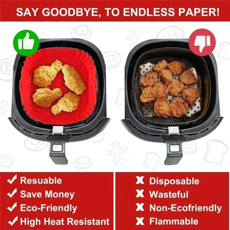 Reusable Silicone Air Fryer Basket Liner – Non Stick Cooking Pot for Air Fryers