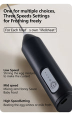 Wireless Electric Milk Frother Type-C Rechargeable Handheld Coffee Whisk Mixer