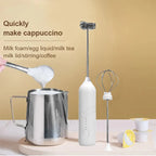 Wireless Electric Milk Frother Type-C Rechargeable Handheld Coffee Whisk Mixer