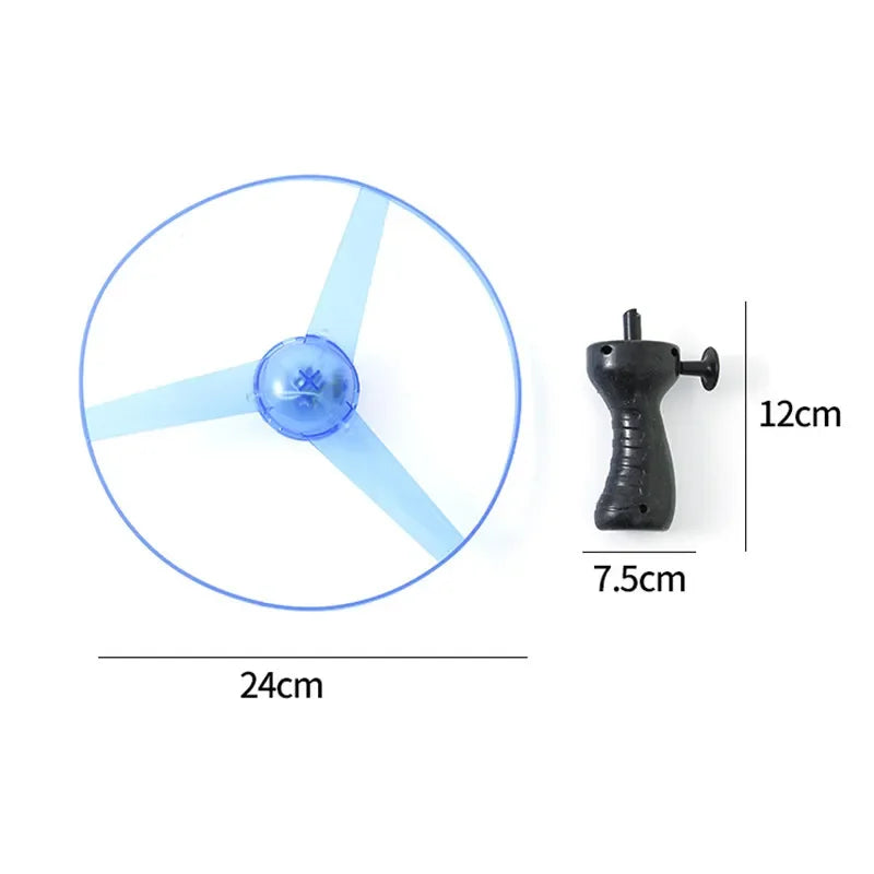 Luminous Pull Line Flying Saucer Toy - LED Light-Up Disk Helicopter Launcher for Outdoor Fun - Rotating Flying Toy for Kids Gift