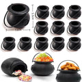 12pcs Black Cauldron with Handle, Magic Witch Cauldron Kettles Halloween Pot Candy Bowl Holder for Halloween & St. Patrick’s Day