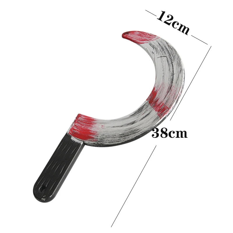 Halloween Bloody Knife DIY Party Decoration Sharp Plastic Toy Simulation Kitchen Knife Tricky Props Curved Knife Halloween Props