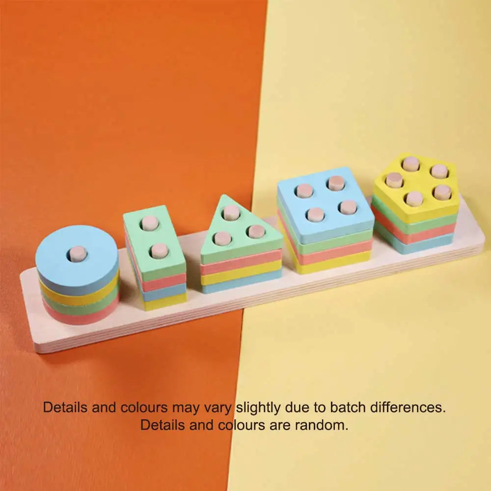 Montessori Wooden Shape Sorting and Stacking Educational Toy for Toddlers