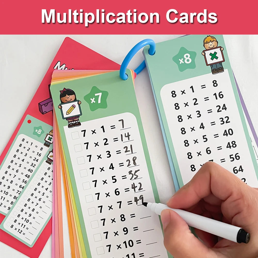 Montessori 0–12 Multiplication Times Table Self-Check Learning Cards