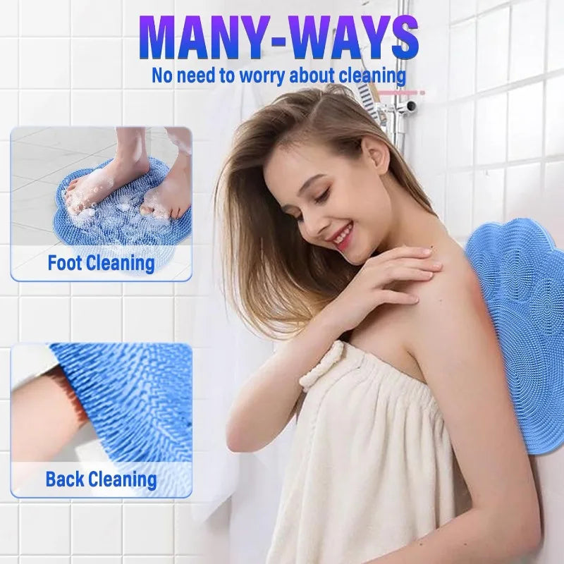 New Bathroom Use Silicone Non-slip Foot Basin Cleaning Pad, with Suction Cup for Exfoliation Shower Head Massage Bath Brush