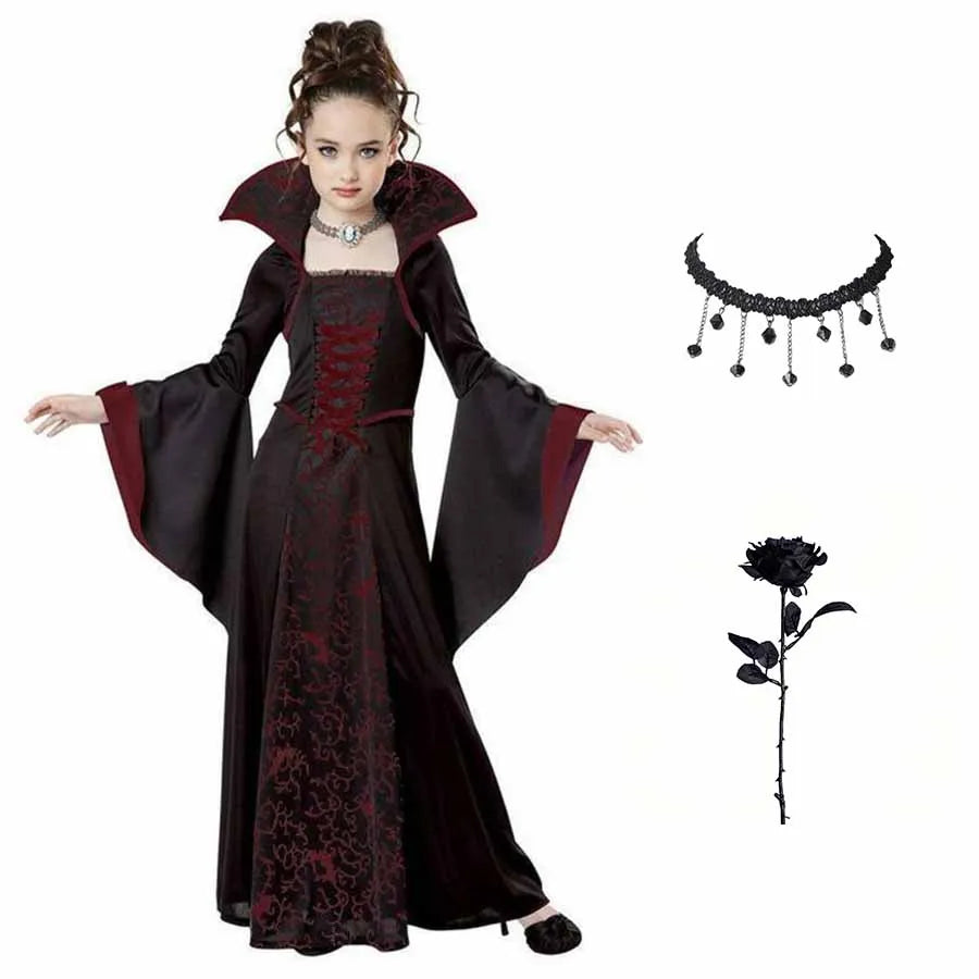 Girls Vampire Costume Gothic Tutu Dress – Halloween Fantasy Outfit
