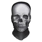 Halloween Skeleton Mask Elastic Mesh Hood Scary Party Cosplay Prop Breathable Face Cover Hood