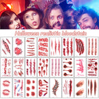 30Sheets Halloween Bloody Wound Tattoo Stickers Scary Waterproof Temporary Tattoos Halloween Party Decoration Adult Kids Gift