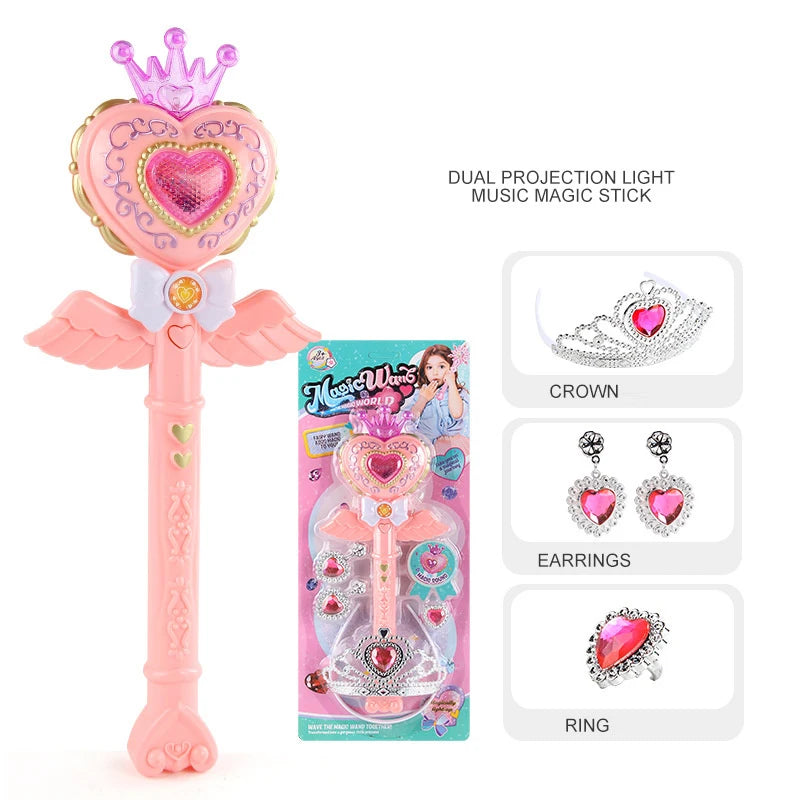 Magic Wand Girl Princess Flash Wand Glowing Sound Effect Fantasy Fairy Stick Cartoon Flash Wand Children's Toys Birthday Gift