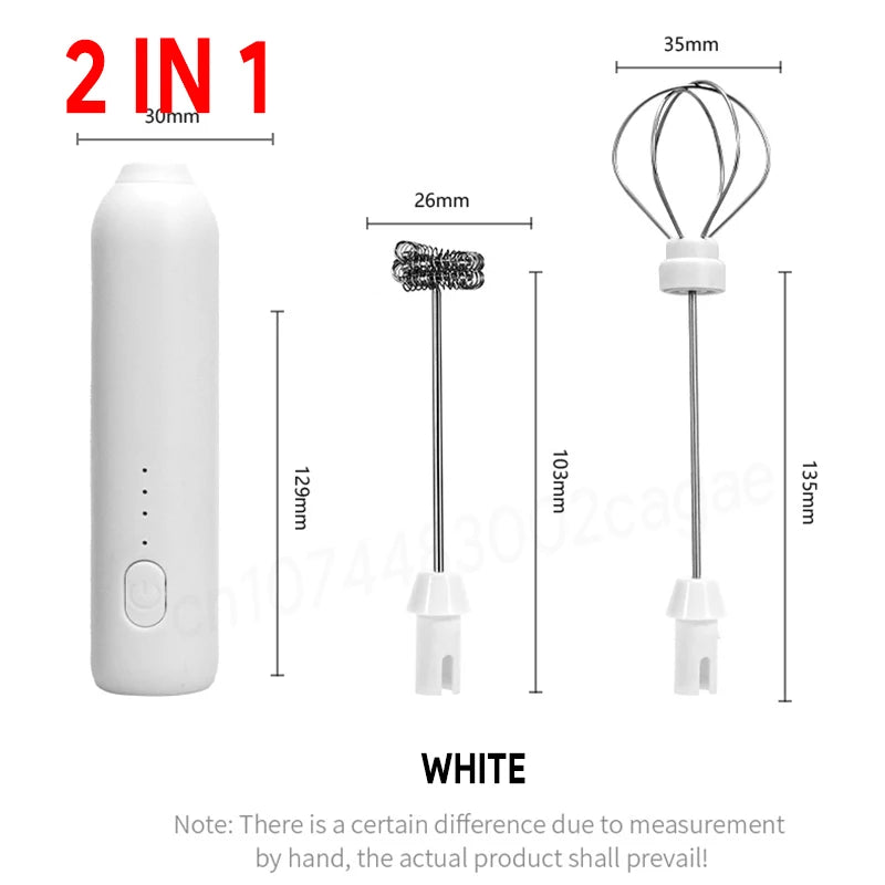 Wireless Electric Milk Frother Type-C Rechargeable Handheld Coffee Whisk Mixer