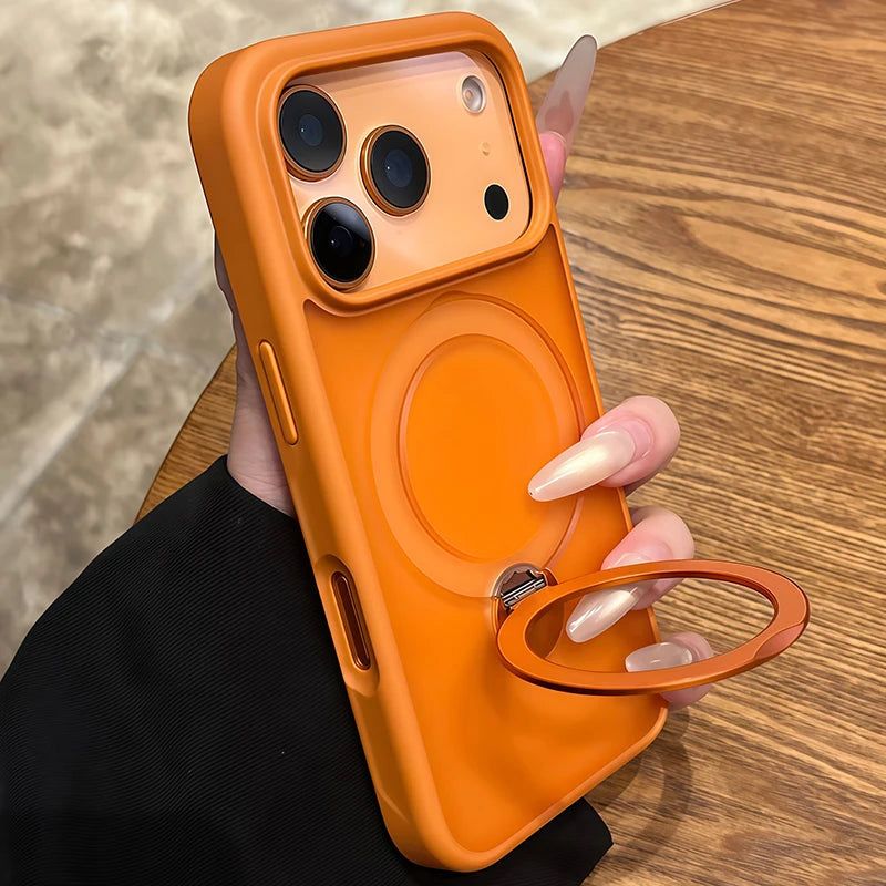 For Magsafe Metal Car Holder Ring Phone Case For iPhone 18 17 Pro Max Air 16 15 Pro 14 13 12 11 Magnetic Bumper Back Cases Cover