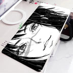 Black and White Anime Girl Table Mat Large Mouse Pad Office Keyboard Edge Locking Desk Mat Gaming Accessories Non-slip Mousepad