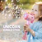 Unicorn Bubble Blower Automatic Bubble Machine Fantasy LED Lights Outdoor Bubble Toy for 3 year+ old Included Bubble Solution