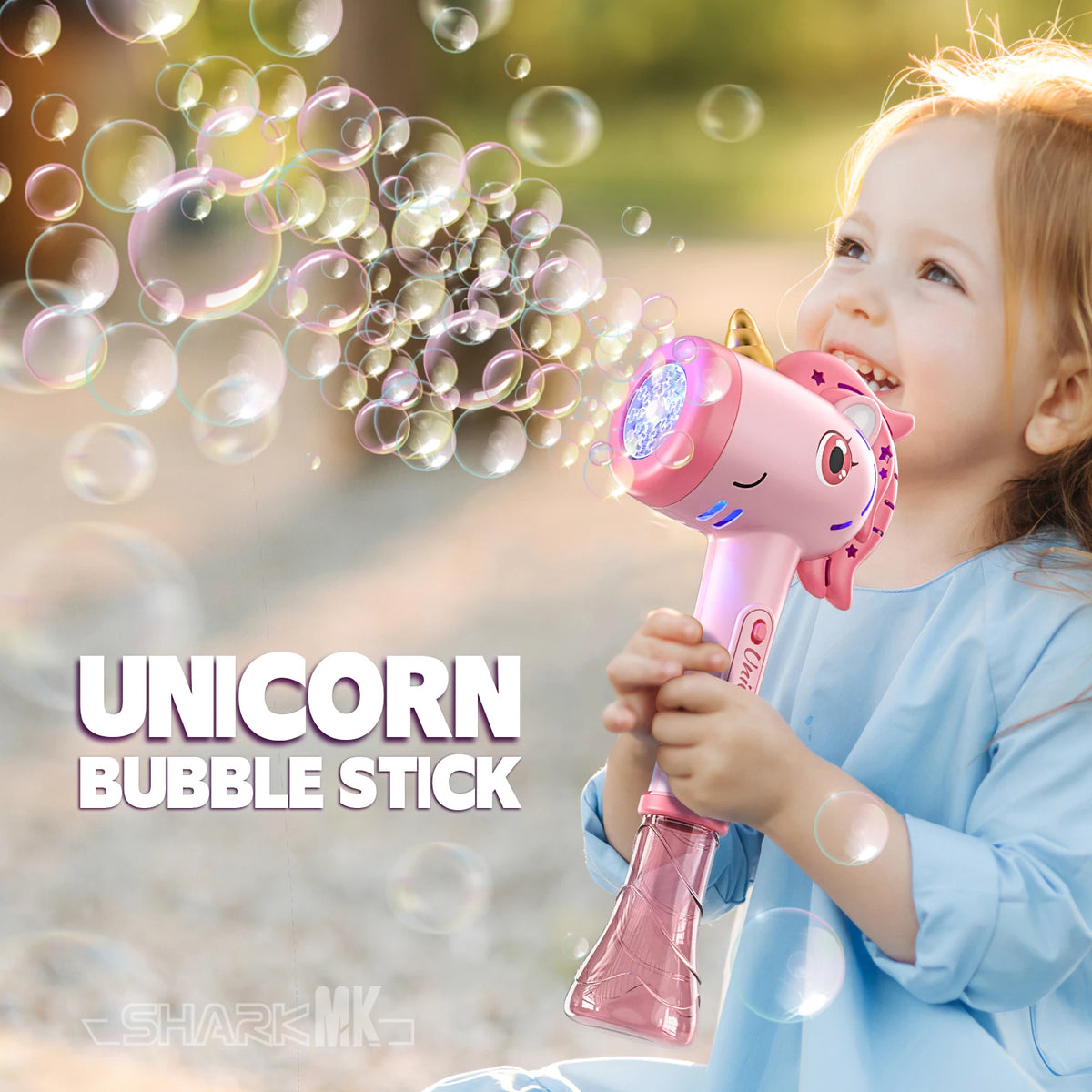 Unicorn Bubble Blower Automatic Bubble Machine Fantasy LED Lights Outdoor Bubble Toy for 3 year+ old Included Bubble Solution