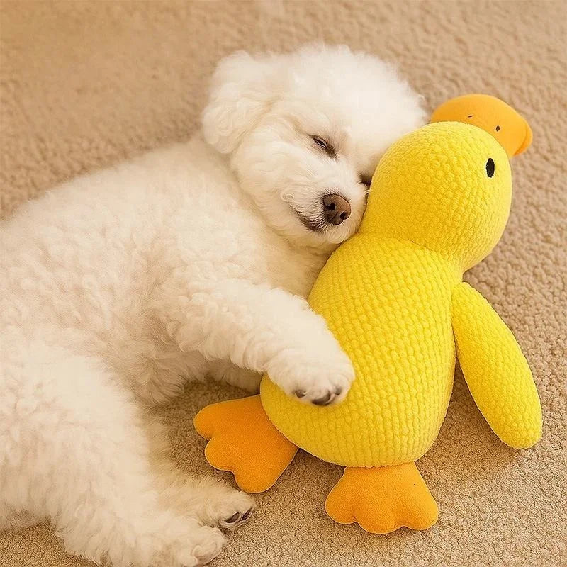 Squeaky Plush Duck Dog Chew Toy Bite Resistant Teeth Grinding Toy Soft Pet Sleeping Companion Stress Relief Puppy Sound Toy