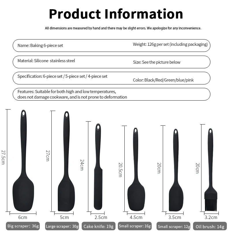 6-Piece Silicone Kitchenware Set with Spatulas and Oil Brush Kit