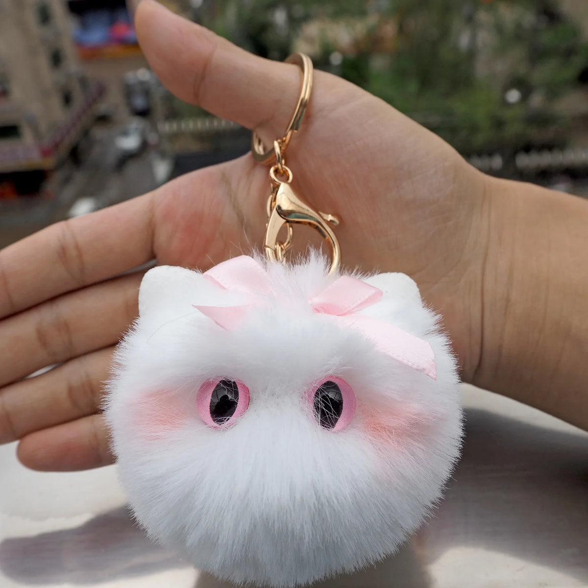 Blush Cat Ball Plush Keychain Cute Cat Bag Charm