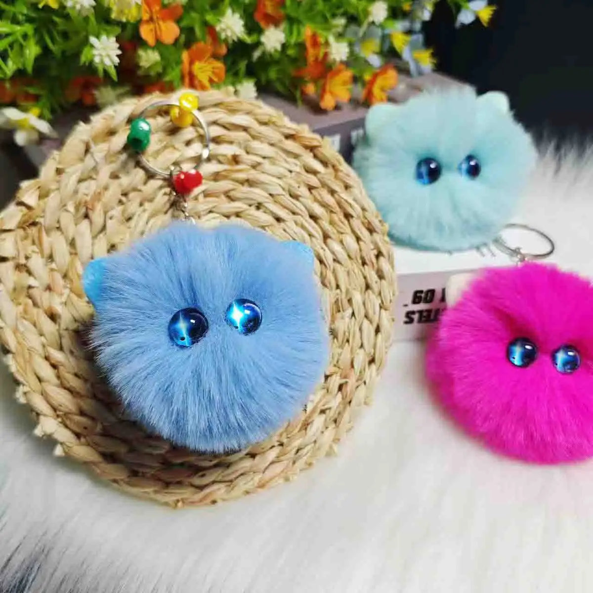 Blush Cat Ball Plush Keychain Cute Cat Bag Charm