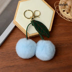 Cute Fluffy Cherry Fur Ball Keychain Bag Pendant Charm