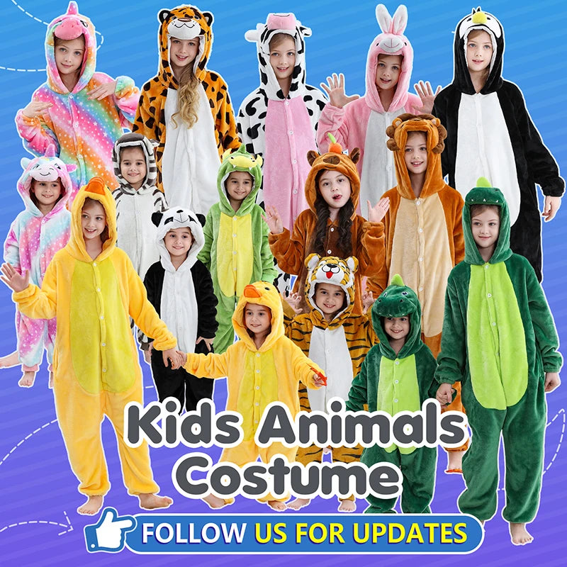 MICHLEY Carnaval Capybara Flannel Blanket Sleepers Onesie Hooded Children Costume Clothes Jumpsuit Sleepwear For Boys Girls