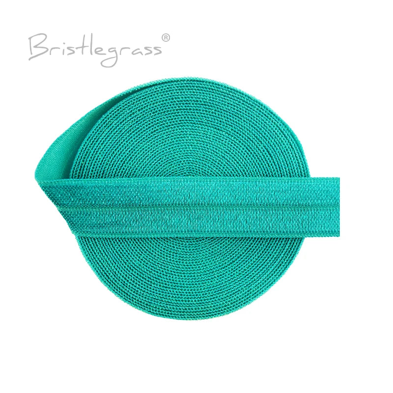 BRISTLEGRASS 2 5 10 Yard 5/8" 15mm Solid FOE Shiny Fold Over Elastic Spandex Satin Band Hair Tie Headband Dress Sewing Lace Trim
