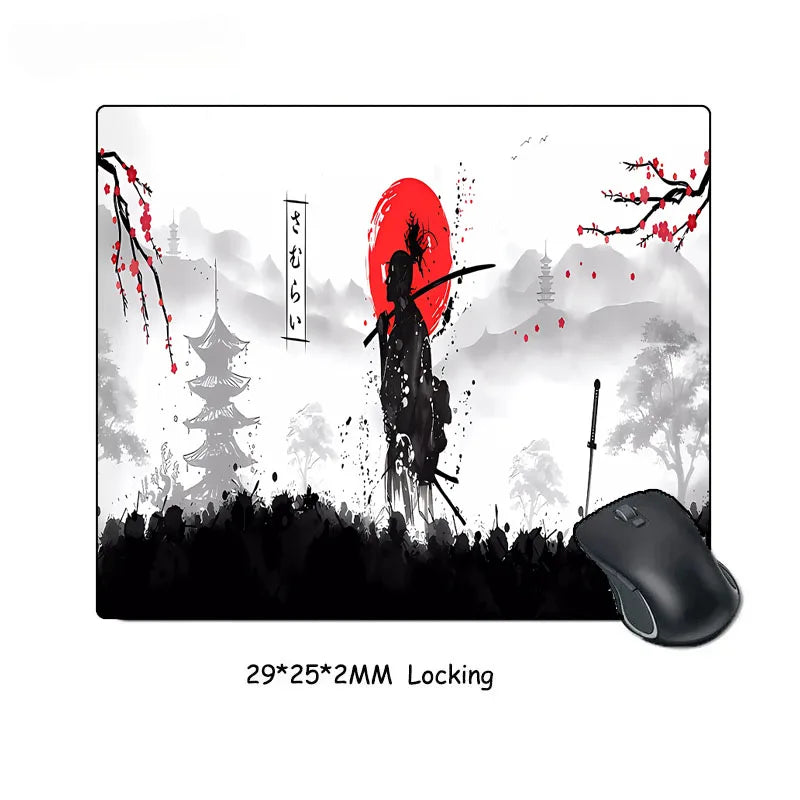 Samurai Warrior MousePad Gamer Computer Accessories Keyboard Table Mat Black Mouse pad Company Gaming Laptop Desk Accessory Pc