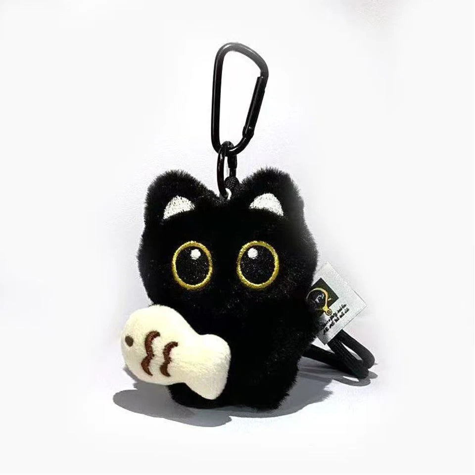 Cute Black Cat Plush Keychain Kawaii Bag Charm