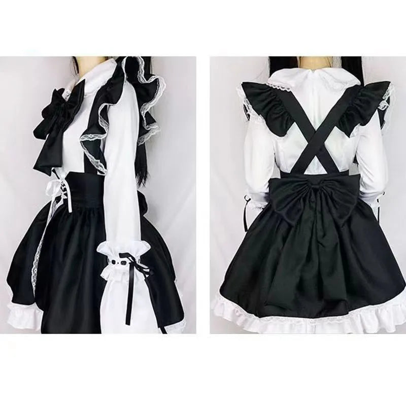 Women Maid Lolita Cosplay Costume – Black & White Apron Dress