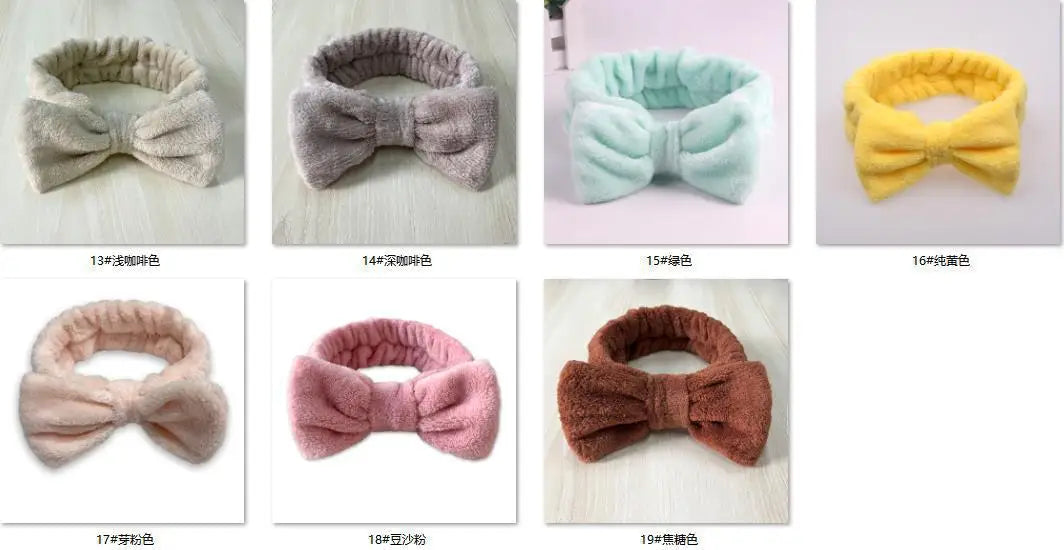 Coral Fleece Bow Spa Makeup Headband for Women