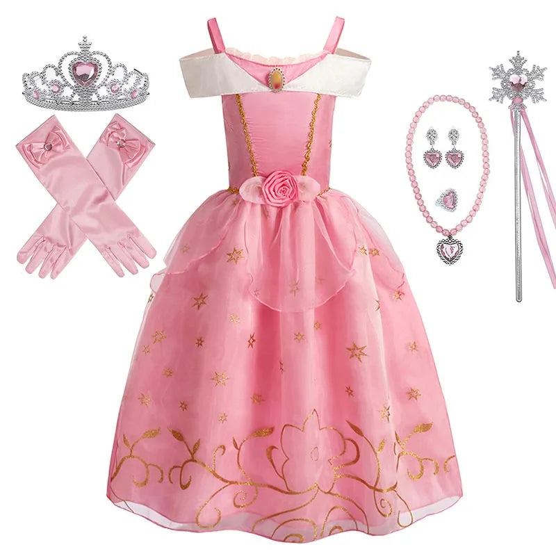 Girls Princess Costume Dress – Disney Inspired Cinderella, Snow White & Rapunzel