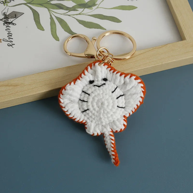 Cute Crochet Stingray Keychain Marine Fish Bag Charm